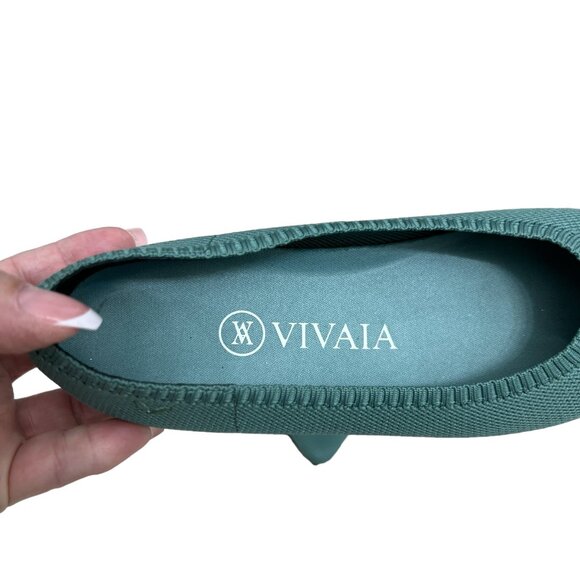 Vivaia Aria pointed toe knit washable teal green women's ballet flats sz 5 / 35 - Picture 6 of 8